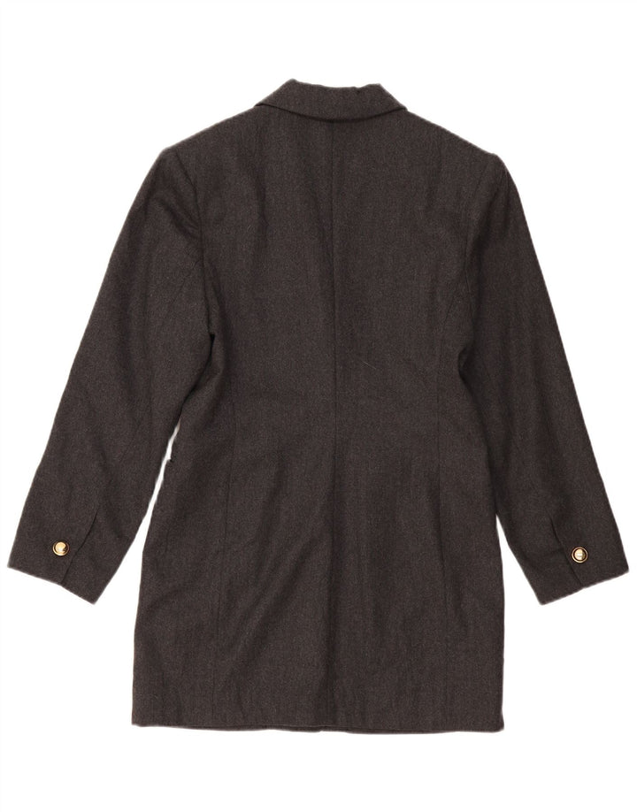 Vintage dame Longline 1-knap blazerjakke US 2 XS grå uld