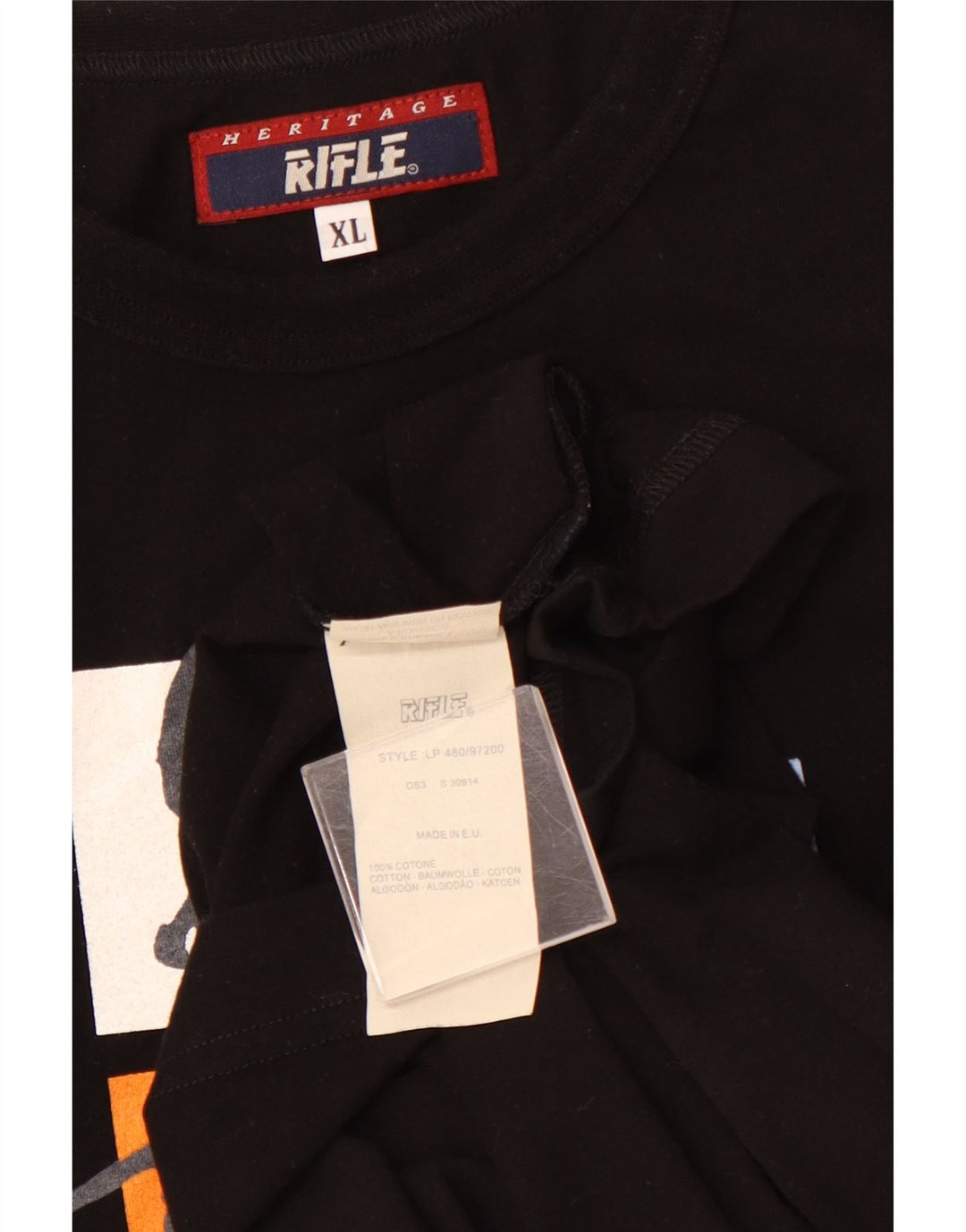 RIFLE Herre Grafisk T-Shirt Top XL Sort Bomuld