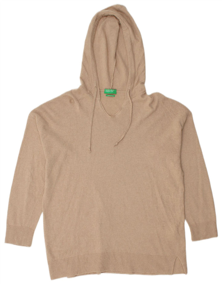 Benetton Dame Hættetrøje UK 14 Medium Beige Polyamid