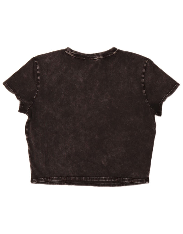 Guess Womens Crop Graphic T-Shirt Top UK 16 Large Black Bomuld