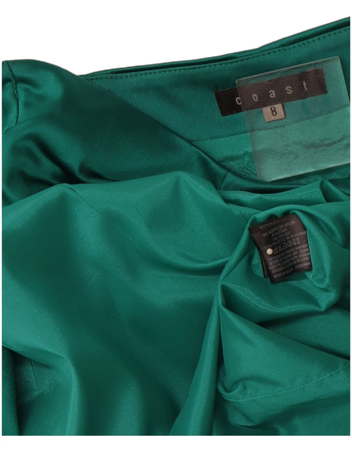 COAST Dame Stropløs Kjole UK 8 Small Green Acetate