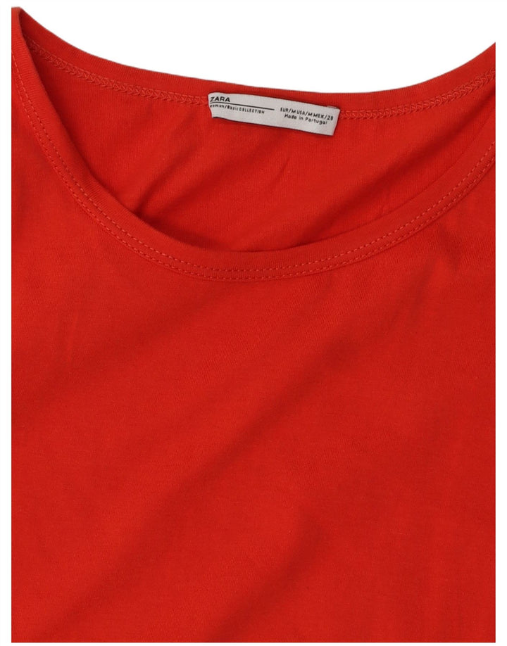 ZARA Womens Crop Batwing Bluse Top UK 12 Medium Red Floral
