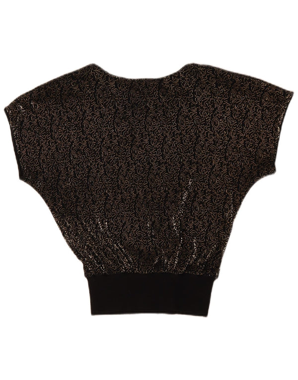 Diana Bentall's Dame Batwing Bluse Top UK 10 Small Black Floral Acryl