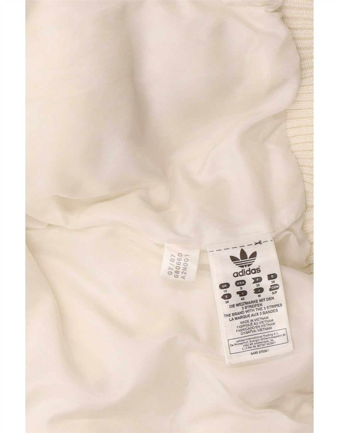 Adidas grafisk polstret jakke til kvinder UK 10 Lille hvid polyester