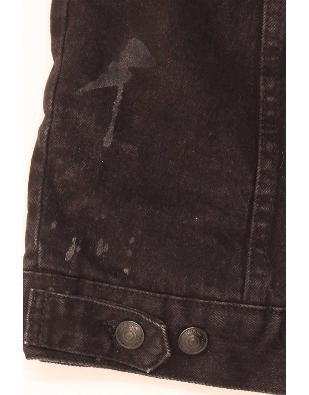 Zara Herre Denim Sherpa Jacket UK 42 XL Sort Polyester