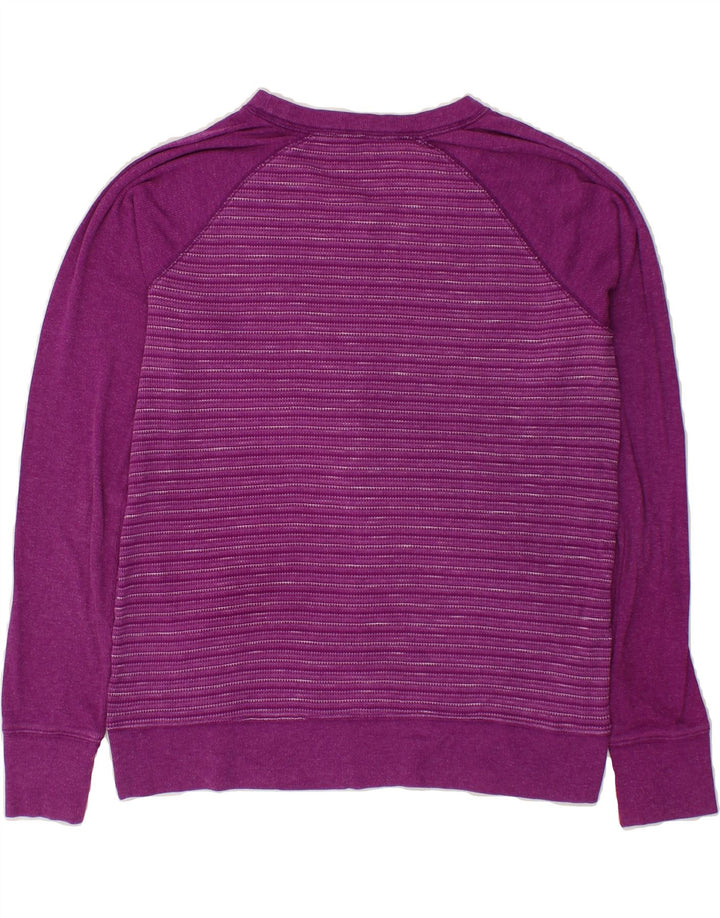 EDDIE BAUER Womens Sweatshirt Jumper UK 14 Medium Purple Striped Cotton Vintage Eddie Bauer and Second-Hand Eddie Bauer from Messina Hembry 