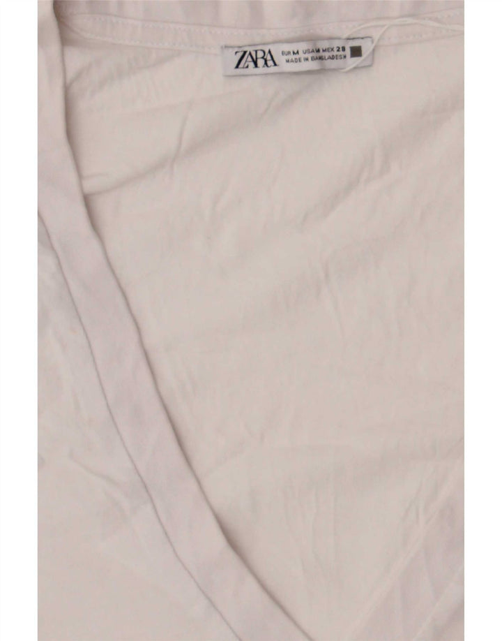 Zara Dame T-Shirt Top UK 14 Medium White
