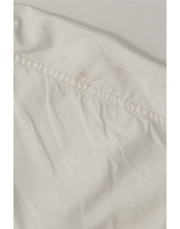 Benetton Dame Oversized Skjorte UK 10 Small White Bomuld