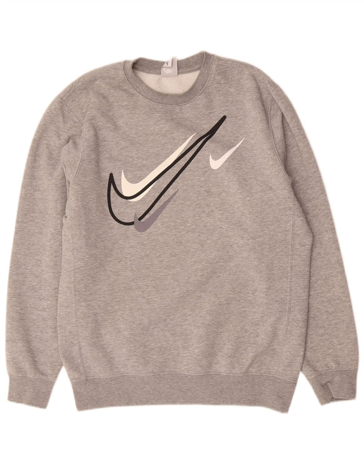 Nike Herre grafisk sweatshirt Jumper Medium Grå Bomuld