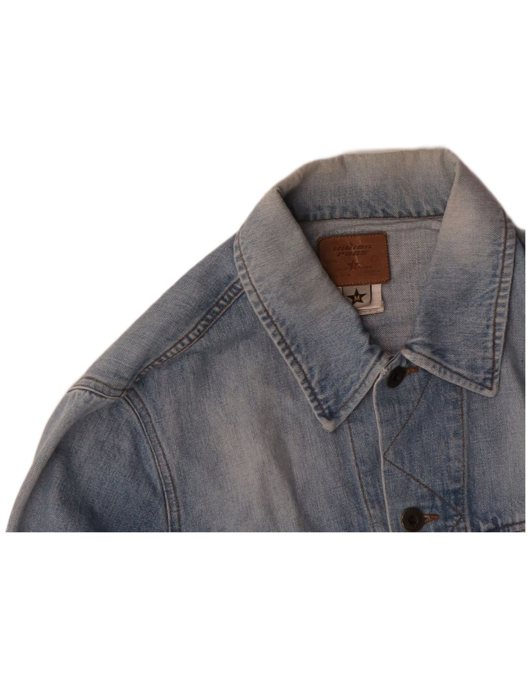 INDIAN RAGS Herre Acid Wash Denimjakke UK 38 Medium Blue Cotton