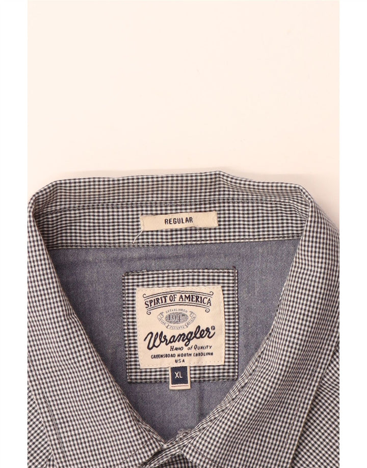 WRANGLER Mens Regular Fit Shirt XL Grey Gingham Cotton