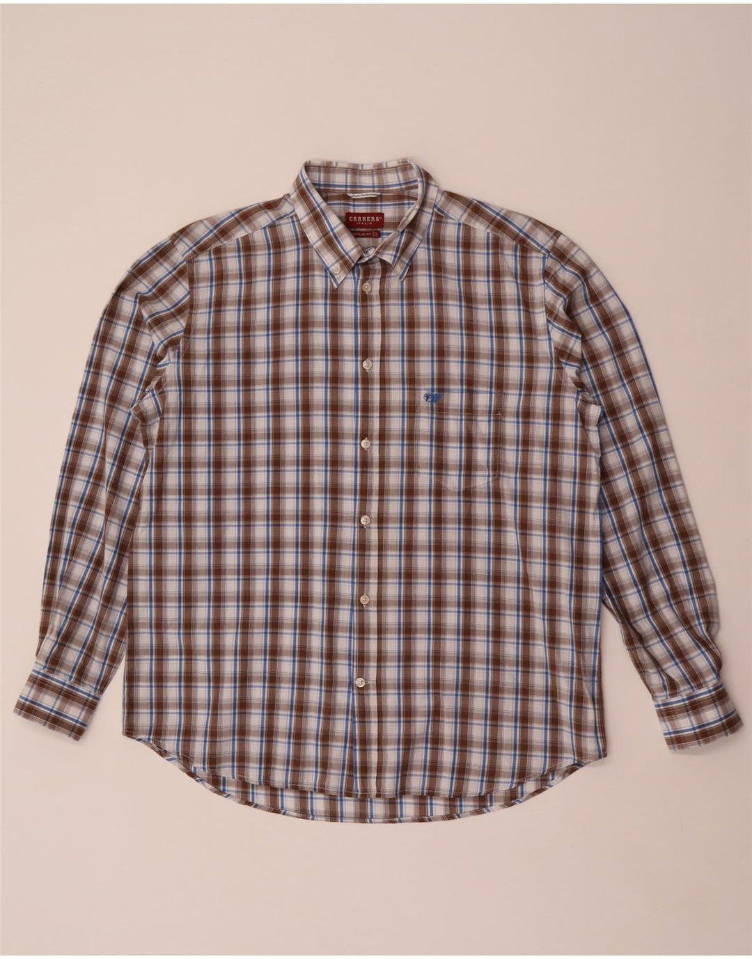 CARRERA herre Regular Fit skjorte XL brun ternet