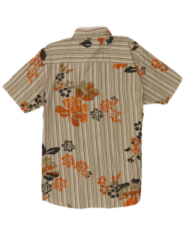 Crossball Herre kortærmet skjorte Medium Beige Floral Bomuld Hawaiian