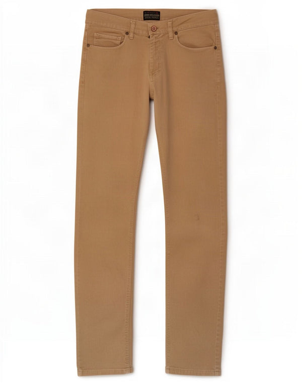 Zara Mens Slim Fit Casual Trousers EU 42 Large W32 L33 Beige Cotton