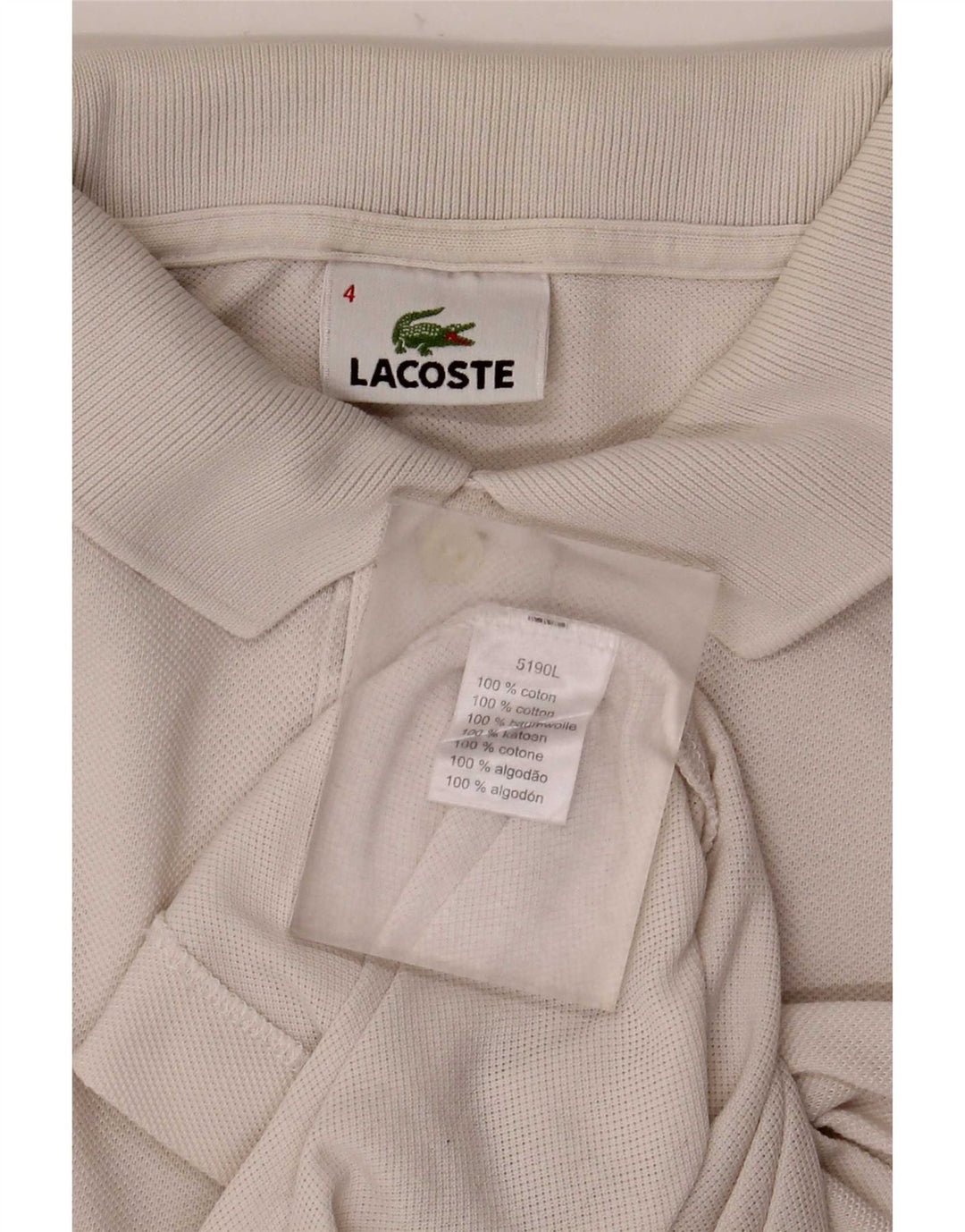 Lacoste herre poloskjorte str. 4 Medium hvid bomuld