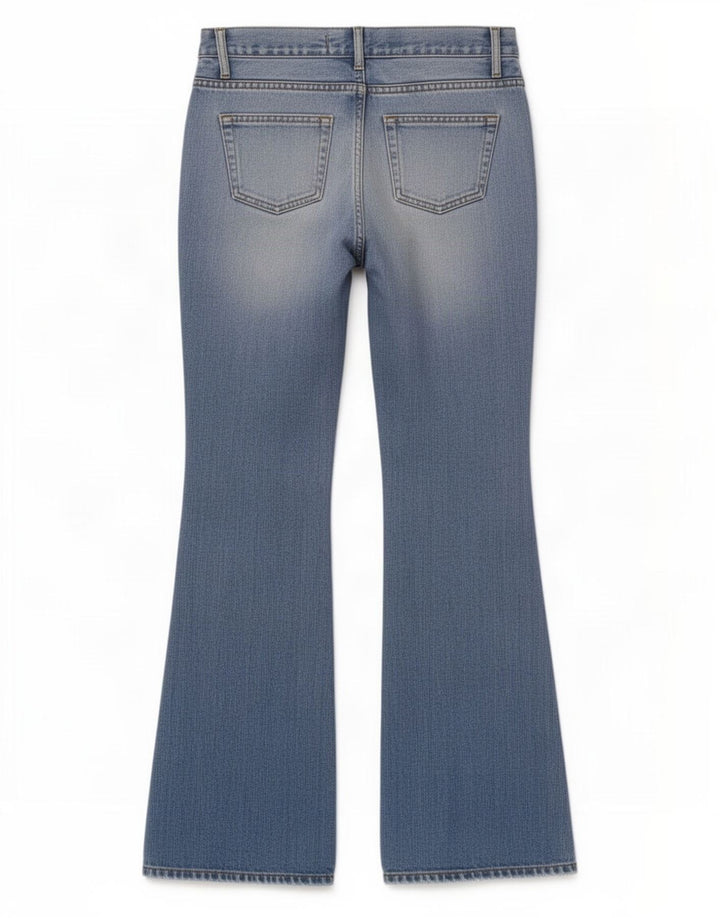 Benetton Dame Flared Jeans IT 40 Small W30 L32 Blå Bomuld