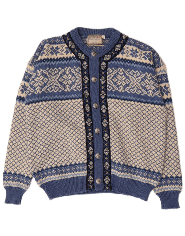 Vintage herre cardigan sweater Medium Blue Fair Isle