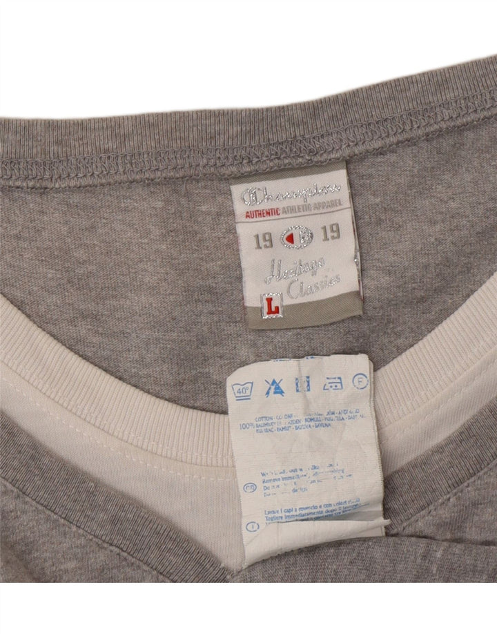 CHAMPION Womens Heritage Classics Graphic T-Shirt Top UK 14 Large Grey Vintage Champion and Second-Hand Champion from Messina Hembry 