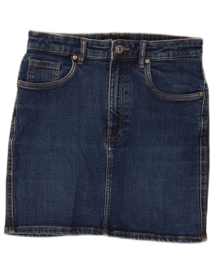 Zara Dame Mini Denim Nederdel Medium W28 Blå