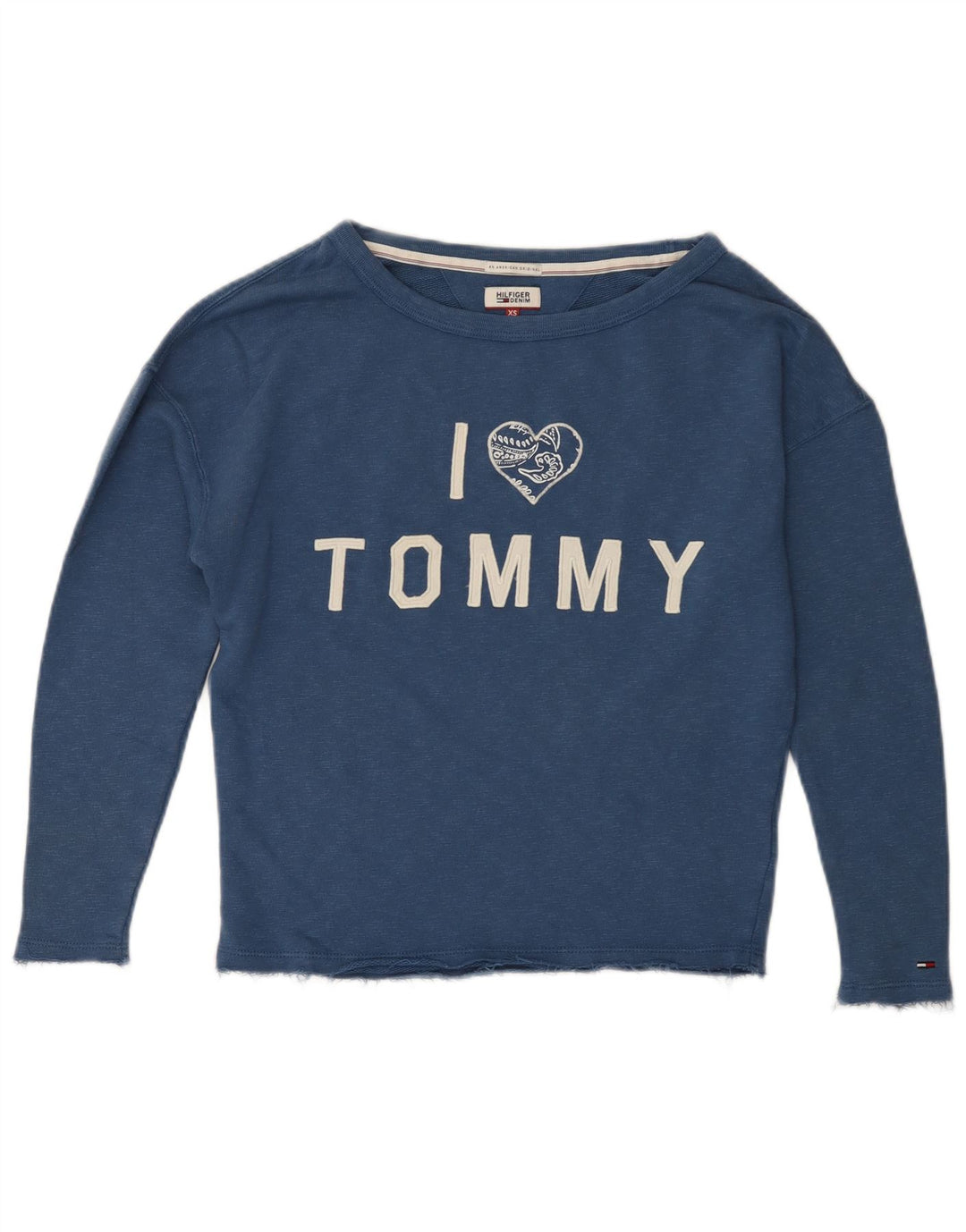 Tommy Hilfiger Dame Grafisk Oversized Sweatshirt Jumper UK 6 XS Blå