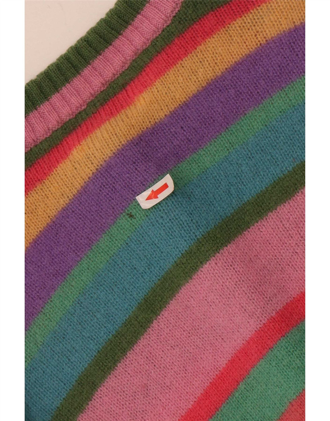 Benetton Dame Cardigan Sweater UK 10 Lille flerfarvet stribet uld