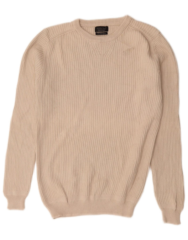 Zara Herre sweater med rund hals, medium off white bomuld