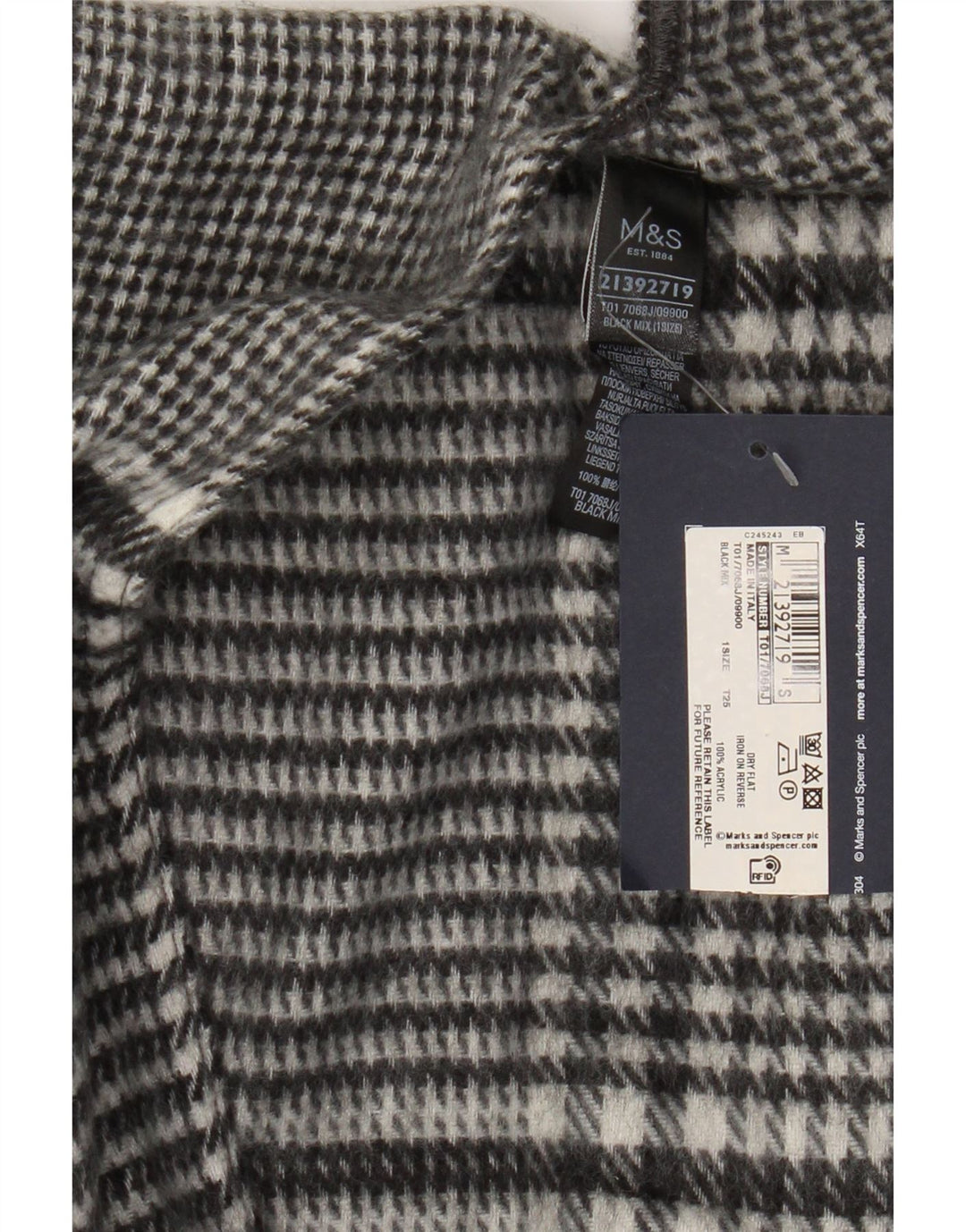 Marks & Spencer Dame Cape Cardigan Sweater One Size Black Houndstooth