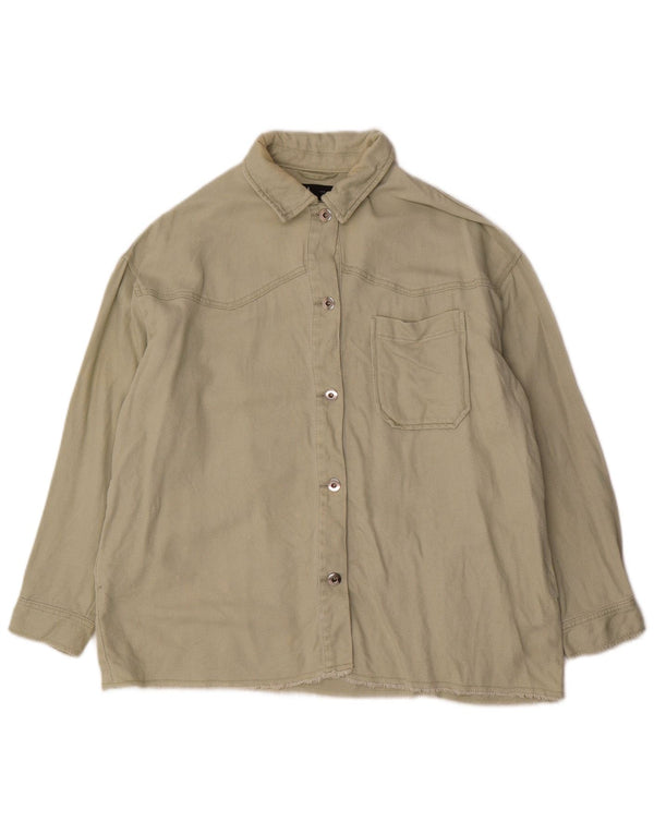 Zara Womens Oversized Shirt UK 14 Medium Green Cotton