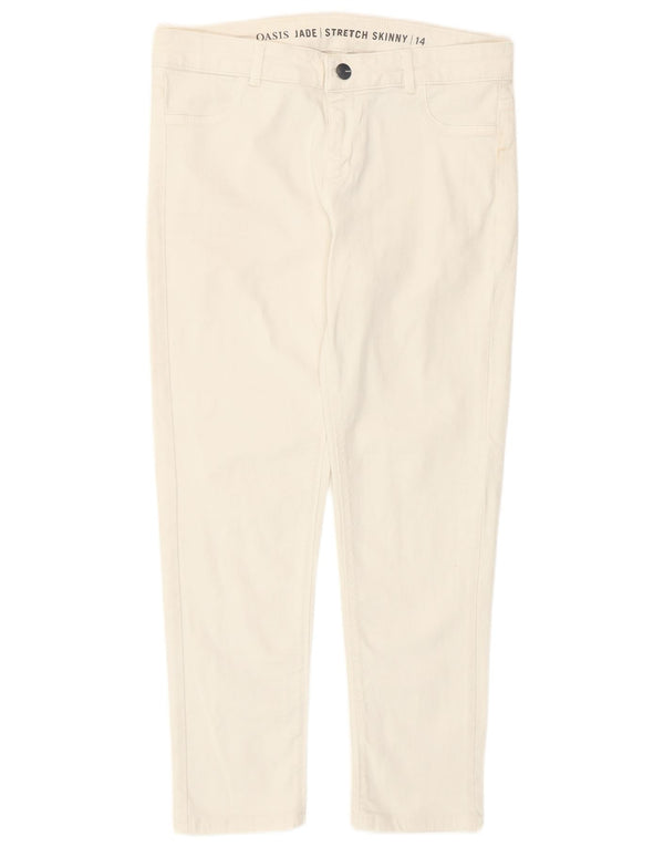 Oasis Dame Jade Crop Skinny Jeans UK 14 Medium W32 L25 Hvid Bomuld