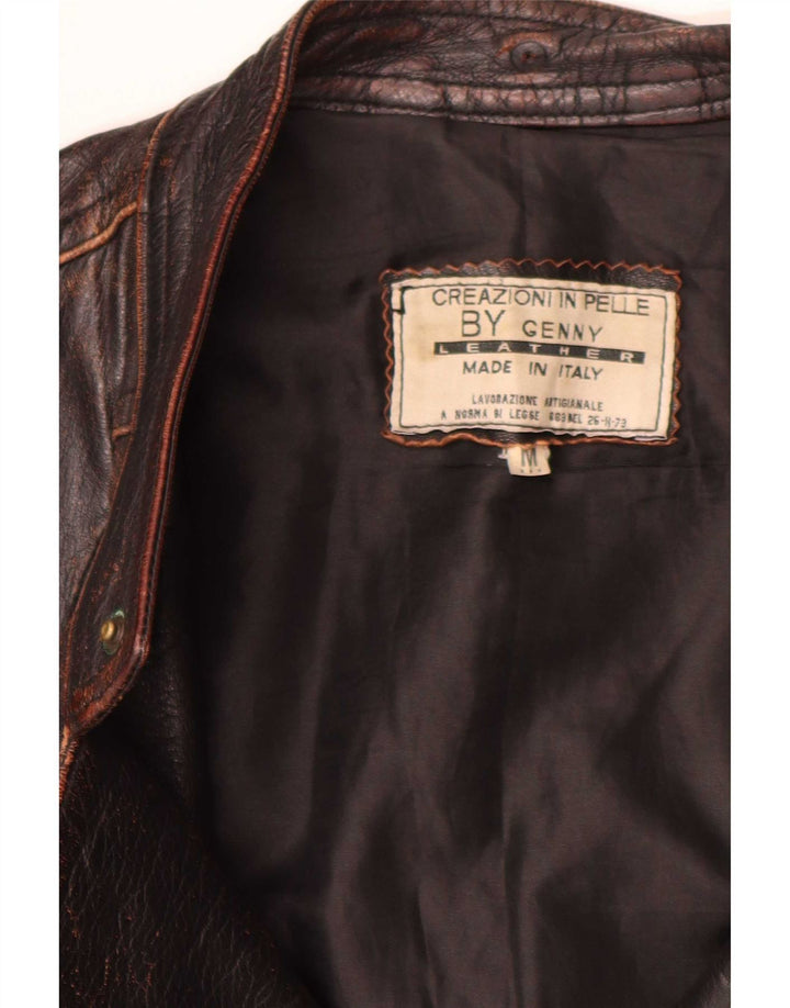 Genny Herre Læder Biker Jacket UK 38 Medium Brun