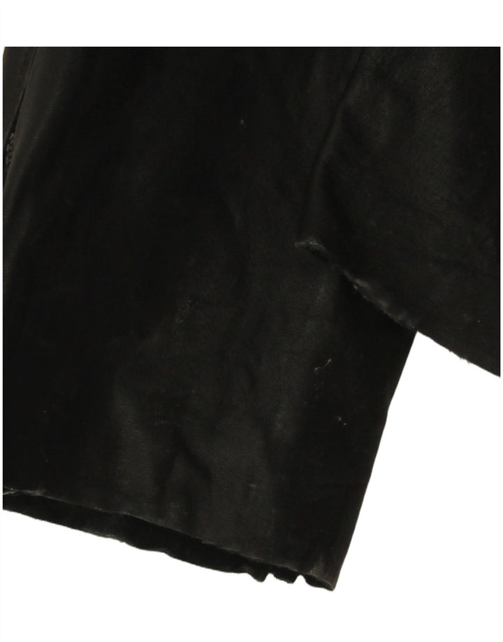 VINTAGE Dame Ærmeløs Læder Jumpsuit UK 12 Medium Sort Læder