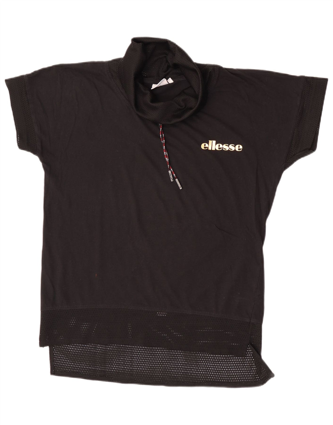 Ellesse Dame Grafisk T-Shirt Top UK 14 Medium Sort Bomuld