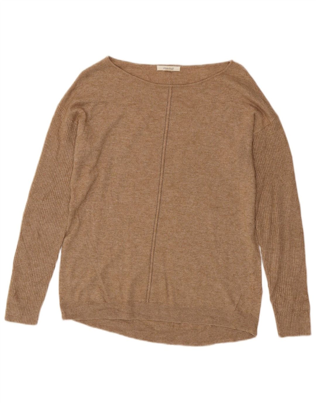 WHITE STUFF Dame Boat Neck Jumper Sweater UK 12 Medium Beige Viscose