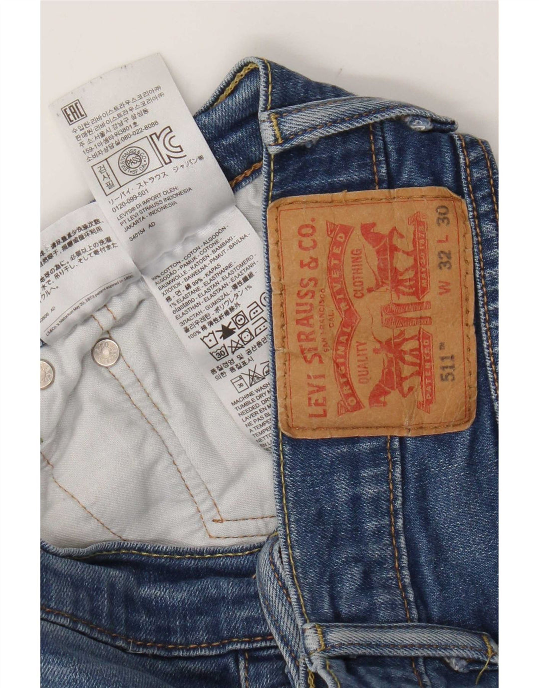 Levi's Herre 511 Slim Jeans W32 L30 Blå Bomuld