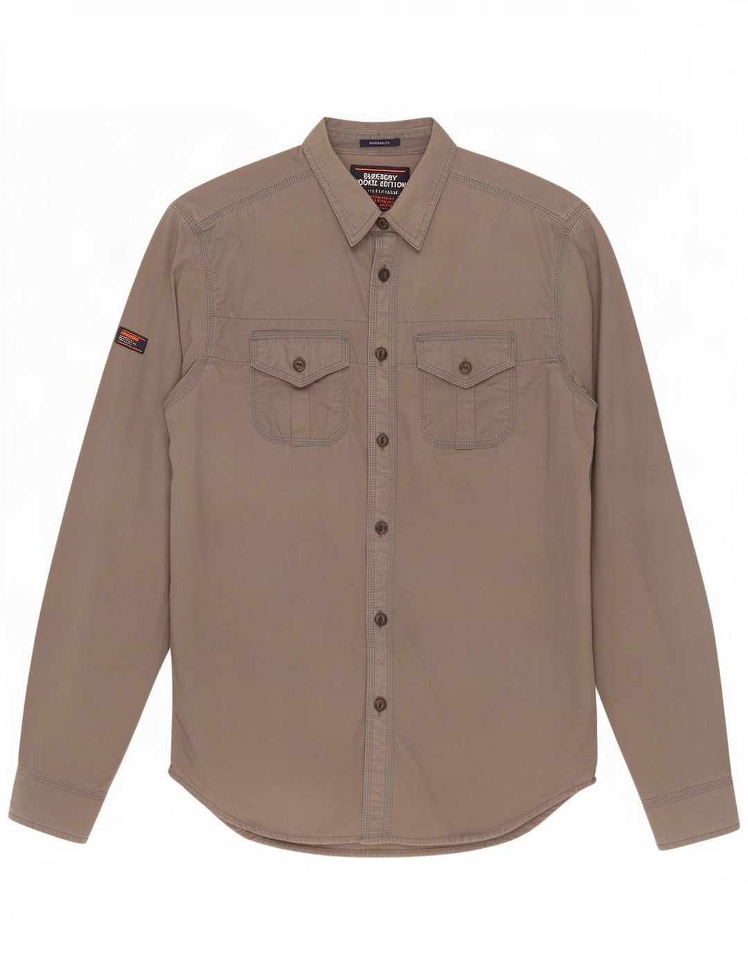 Superdry Herre Regular Fit skjorte mellemgrå bomuld