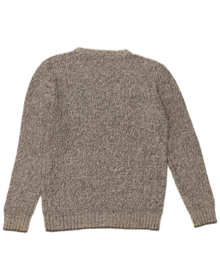 Fedt ansigt til mænd med rund hals sweater mellemgrå flækket bomuld