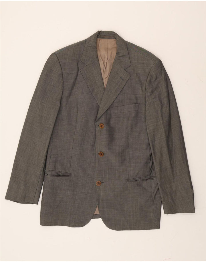 Hugo Boss Herre 3-knaps blazerjakke EU 50 Large Grey Virgin Wool