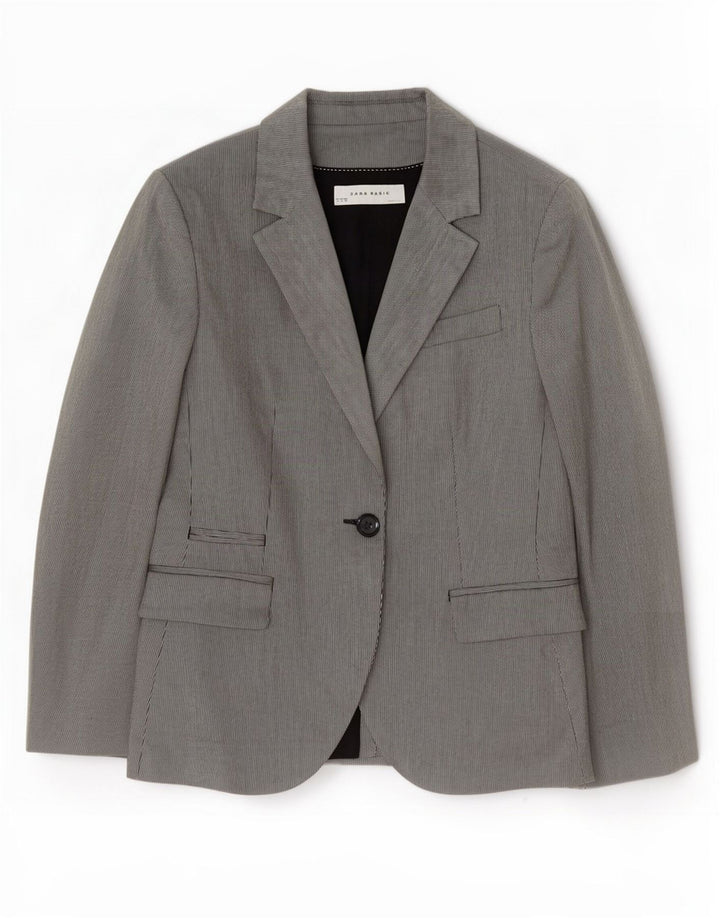 Zara Dame 1 Knap Blazer Jacket UK 12 Medium Grey Acetate