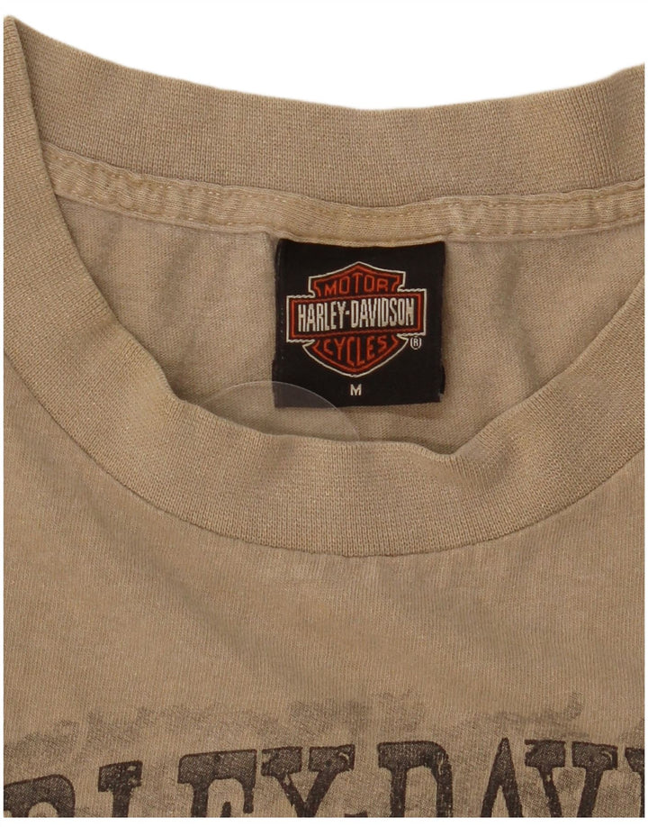 Harley Davidson Herre grafisk T-shirt Top Medium Beige Bomuld