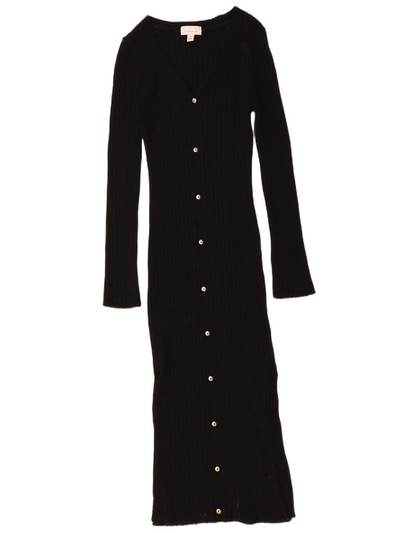 Topshop Womens Maxi Bodycon Dress UK 8 Small Black Acrylic