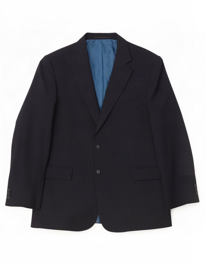 Marks & Spencer Herre 2-knaps blazerjakke UK 46 XL Marineblå nålestribe