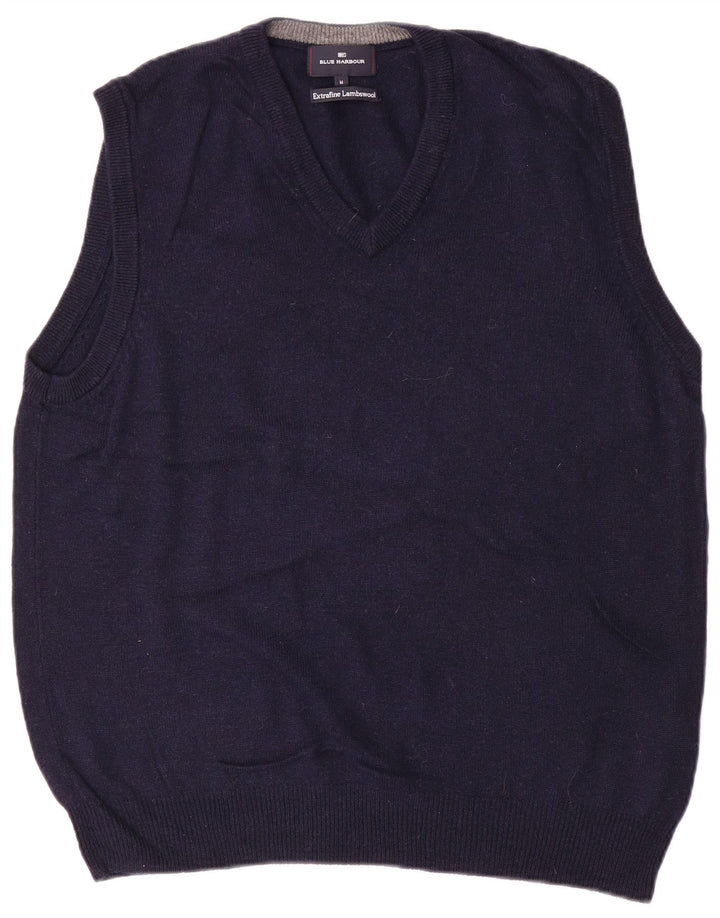 MARKS & SPENCER Herre Blue Harbor Vest Tank Top Medium Navy Blue Uld