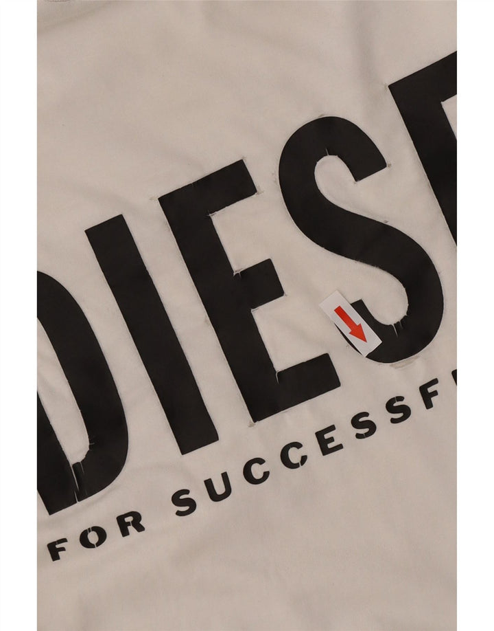 Diesel Herre Grafisk T-Shirt Top Stor Off White