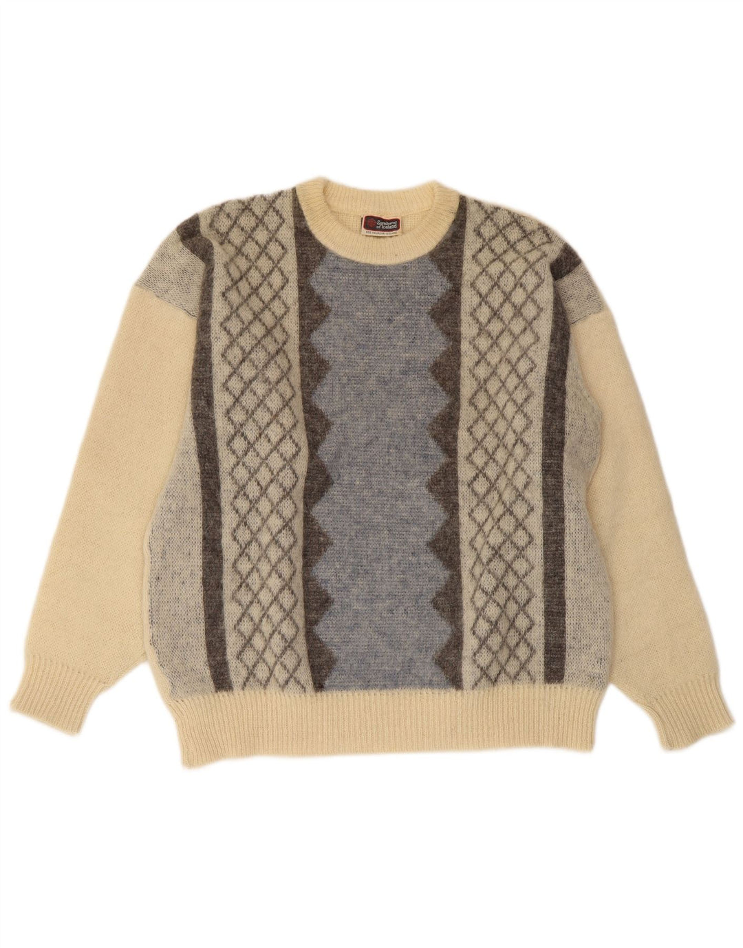 SAMBAND OF ICELAND Herre Crew Neck Jumper Sweater Large Beige