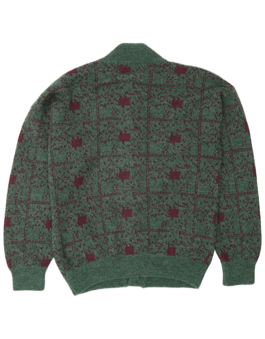Settebello Herre Cardigan Sweater Stor grøn ternet uld