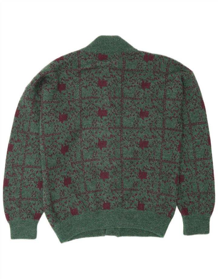 Settebello Herre Cardigan Sweater Stor grøn ternet uld