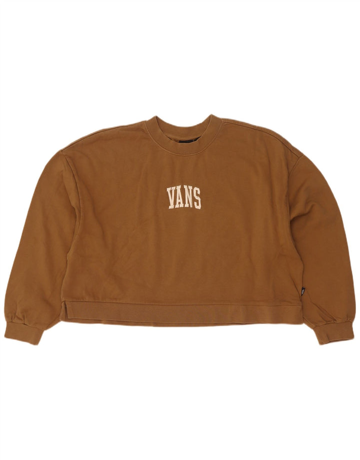 Vans Dame Grafisk Oversized Sweatshirt Jumper UK 16 Stor Brun Bomuld