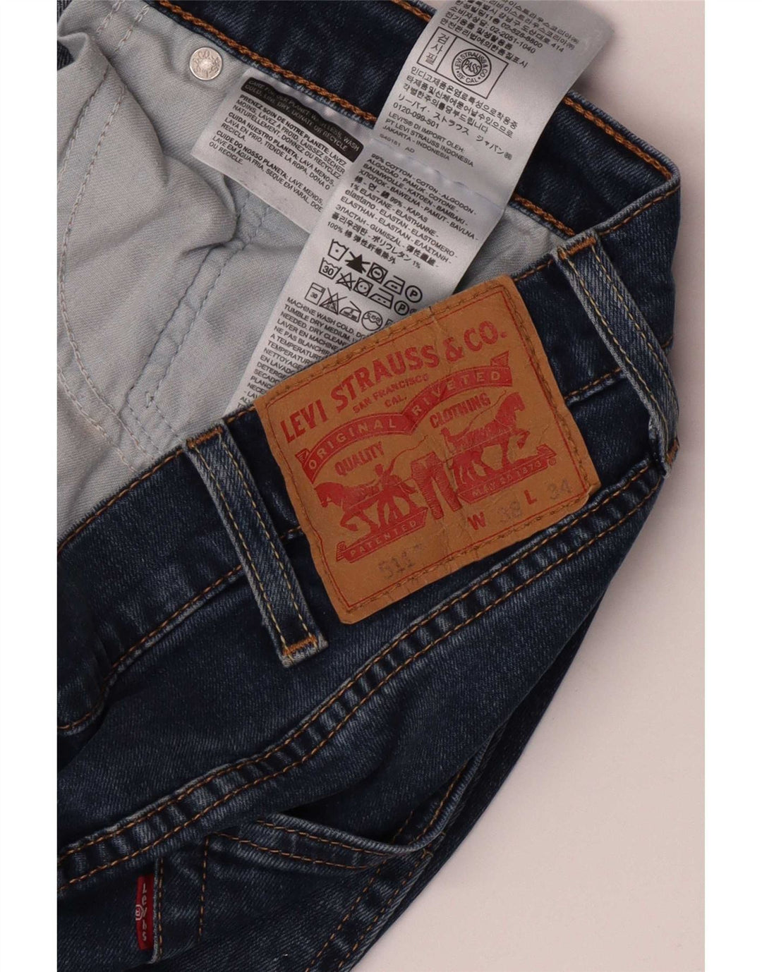 Levi's Herre 511 Slim Jeans W38 L34 Blå Bomuld