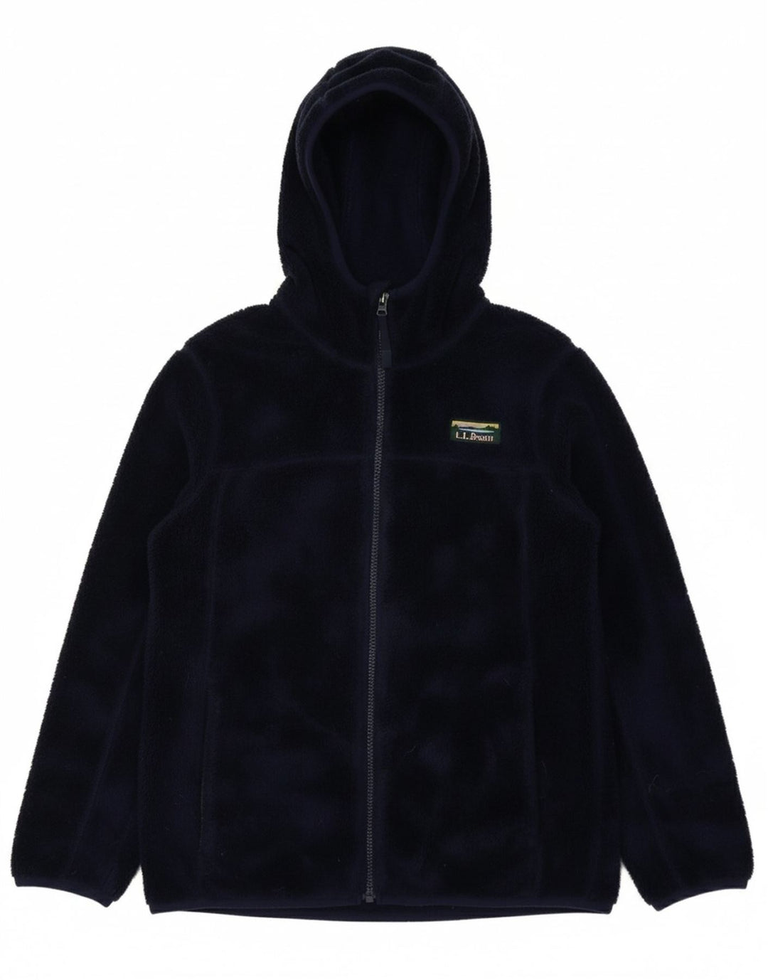 L.L.BEAN Boys Hooded Fleece Jacket 10-11 Years Medium  Navy Blue Polyester