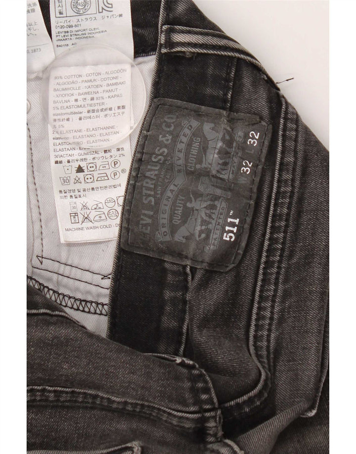 Levi's Herre 511 Slim Jeans W32 L27 Sort Bomuld